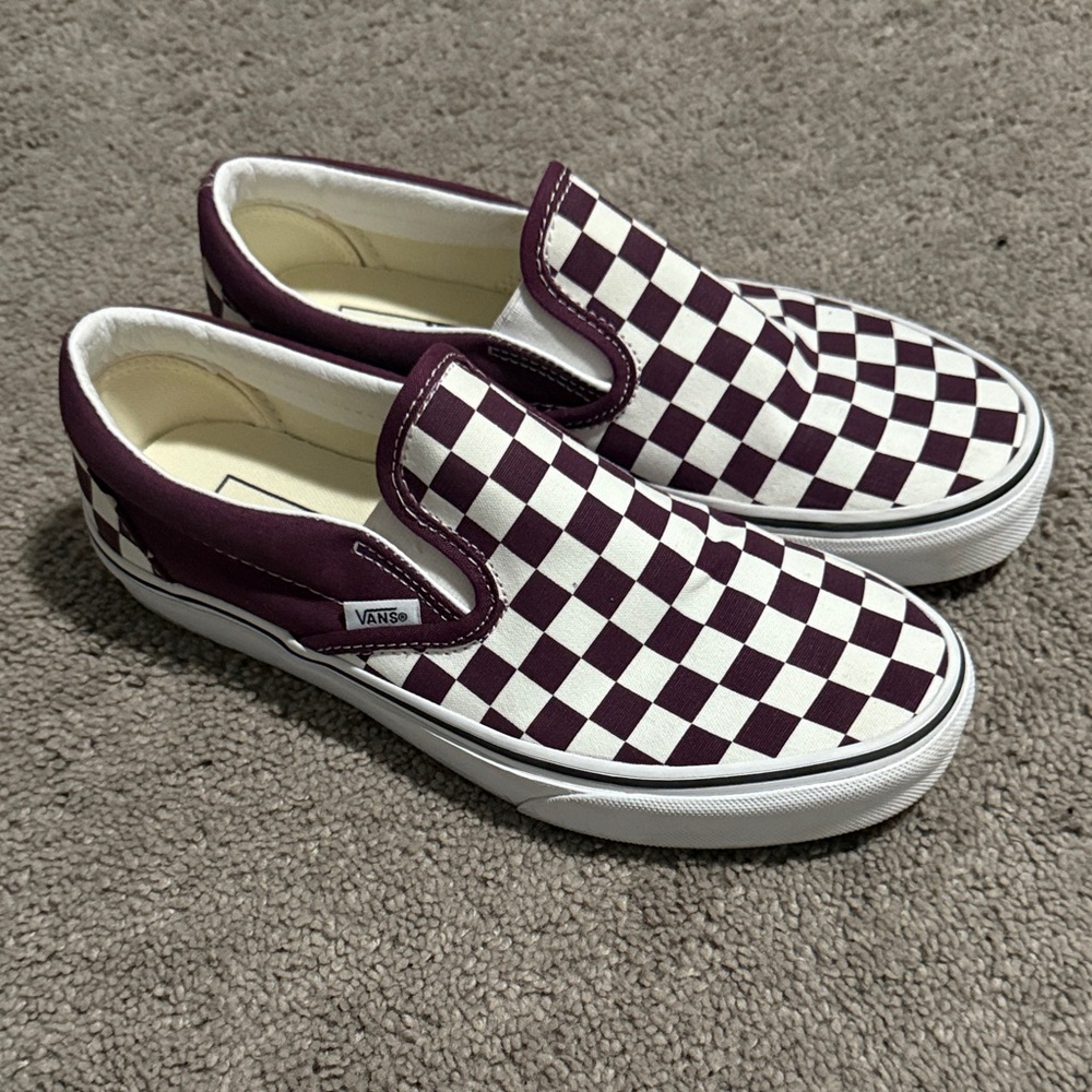 Vans Kids Slip-On Sneakers - maroon and White Checkerboard